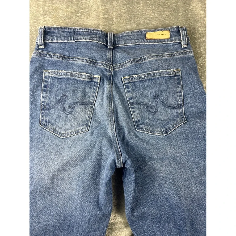 AG Adriano Goldschmied Saige Wide Leg Crop Jean 27 Mid Rise Raw Hem Medium Wash - Picture 10 of 11